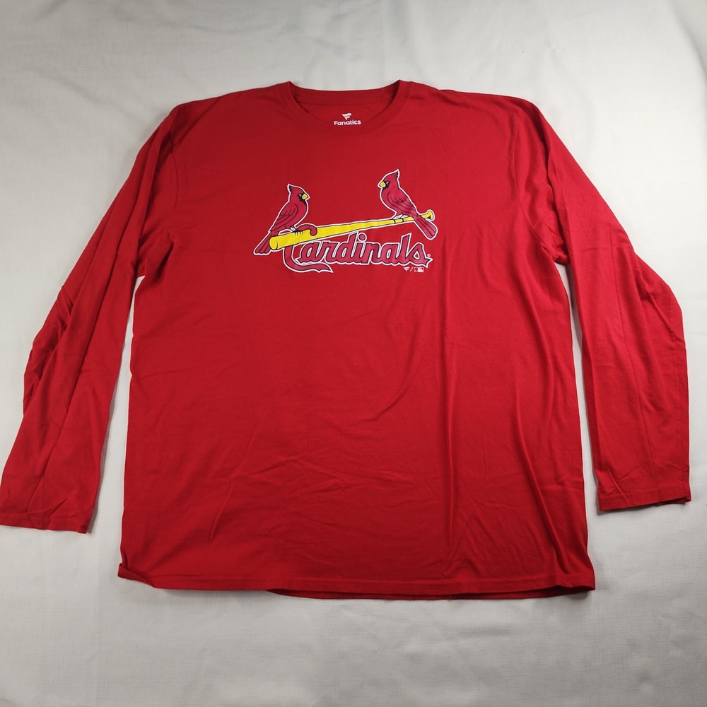 St Louis Cardinals Fanatics MLB Long Sleeve Graphic T Shirt Red Mens 2XL Cotton